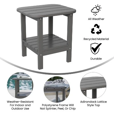 Emma And Oliver Two Tier Polyresin Adirondack Side Table - All-Weather For Indoor/Outdoor Use 6 Emma And Oliver Two Tier Polyresin Adirondack Side Table - All-Weather For Indoor/Outdoor Use - Image 4