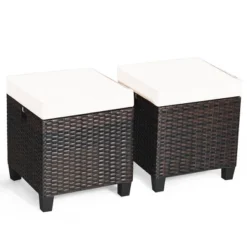 Costway 2PCS Patio Rattan Ottoman Cushioned Seat Beige -Crosley Shop GUEST 91bed42b b651 48ca af5d 1d30a0af942f