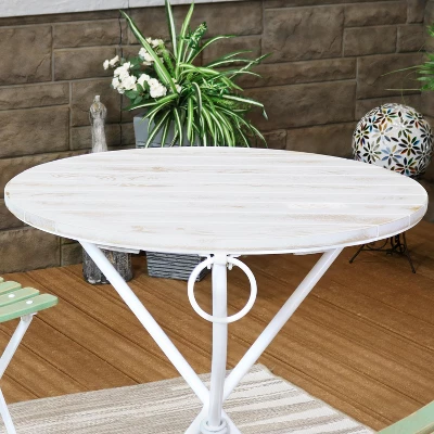Sunnydaze Decor Sunnydaze Indoor/Outdoor French Country Chestnut Wood Folding Round Bistro Table - 28"- White 9 Sunnydaze Decor Sunnydaze Indoor/Outdoor French Country Chestnut Wood Folding Round Bistro Table - 28"- White - Image 7