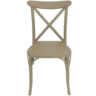 Sunnydaze Decor Sunnydaze Crossback Design Plastic All-Weather Commercial-Grade Bellemead Indoor/Outdoor Patio Dining Chair, Tan, 2pk 7 Sunnydaze Decor Sunnydaze Crossback Design Plastic All-Weather Commercial-Grade Bellemead Indoor/Outdoor Patio Dining Chair, Tan, 2pk - Image 5