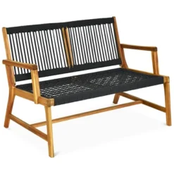 Costway 2-Person Patio Acacia Wood Bench Loveseat Chair Garden Furniture BlackGreyTurquoise 17 Costway 2-Person Patio Acacia Wood Bench Loveseat Chair Garden Furniture BlackGreyTurquoise -Crosley Shop GUEST 9332401b 0b97 414a 9158 8e2363d3694c