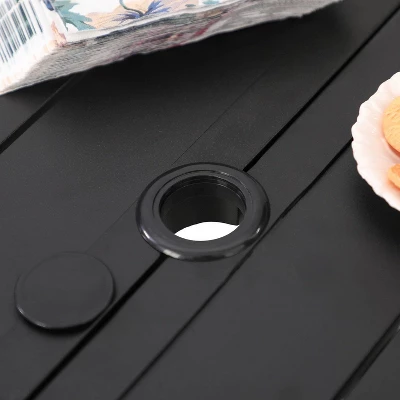 7pc Outdoor Dining Set With 6 Chairs With Seat & Back Cushions & Metal Rectangle Table With Umbrella Hole - Captiva Designs 15 7pc Outdoor Dining Set With 6 Chairs With Seat & Back Cushions & Metal Rectangle Table With Umbrella Hole - Captiva Designs - Image 13