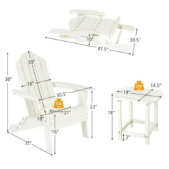 Tangkula Patio 2PCS Adirondack Chair Side Table Set Outdoor Chair Set With End Table Weather Resistant Cup Holder For Backyard Garden White -Crosley Shop GUEST 939e5778 f3ed 4e41 b580 c418a717852c