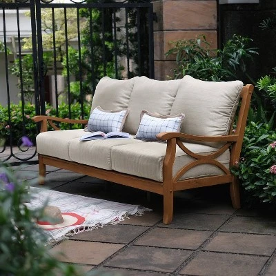Abbington Teak Patio Sofa With Cushion - Cambridge Casual 9 Abbington Teak Patio Sofa With Cushion - Cambridge Casual - Image 7