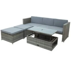 4pc Outdoor Wicker Conversation Sectional Set With Cushions - Gray - GODEER -Crosley Shop GUEST 9453a95b 9dce 4130 9ce3 77cb23c5a698