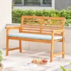 Waimea Honey Slatted Eucalyptus Wood Garden Bench With Cushion - Vifah -Crosley Shop GUEST 946f5181 34df 46dc 8948 e54cf4c37f0f
