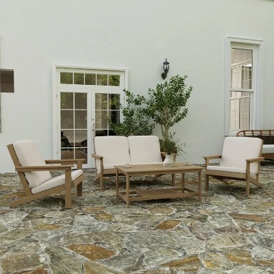 Merrick Lane All-Weather Poly Resin Wood Adirondack Style Deep Seat Patio Loveseat With Cushions 6 Merrick Lane All-Weather Poly Resin Wood Adirondack Style Deep Seat Patio Loveseat With Cushions - Image 4