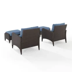 Kiawah 4pc Outdoor Wicker Conversation Set With 2 Arm Chairs & 2 Ottomans Blue - Crosley -Crosley Shop GUEST 94e9f4c2 ac79 4399 a835 b36b0155737e