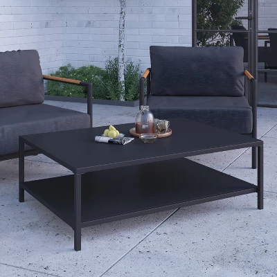 Merrick Lane All-Weather Patio Coffee Table, Black 4 Merrick Lane All-Weather Patio Coffee Table, Black - Image 2