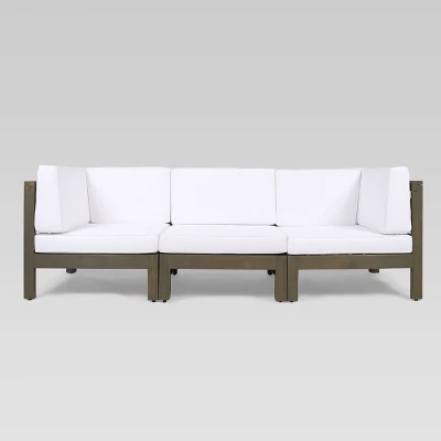 Brava 4pc Acacia Modular Sofa And Table Set - Gray/White - Christopher Knight Home 6 Brava 4pc Acacia Modular Sofa And Table Set - Gray/White - Christopher Knight Home - Image 4