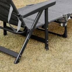 Outsunny Outdoor Folding Chaise Lounge Chair, Mesh Fabric Pool Chair With Adjustable Backrest, Pillow And Cup Holder For Poolside, Deck, Gray -Crosley Shop GUEST 96d82140 695b 4b80 aaef 6aa08720ba37