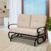 Costway 2-Person Outdoor Swing Glider Chair Bench Loveseat Cushioned Sofa BlueBeige -Crosley Shop GUEST 976913b0 6fe5 4d89 adc4 a4b9f0ee02b8
