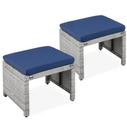 Best Choice Products Set Of 2 Multipurpose Patio Wicker Ottomans W/ Removable Cushions, Steel Frame -Crosley Shop GUEST 976b84a2 8415 47a0 ba51 211999101549