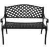 Sunnydaze Decor Sunnydaze 2-Person Checkered Design Cast Aluminum Outdoor Patio Bench, Black 2 Sunnydaze Decor Sunnydaze 2-Person Checkered Design Cast Aluminum Outdoor Patio Bench, Black -Crosley Shop GUEST 984b7773 6891 4fe2 b84a fe6ece2eb960