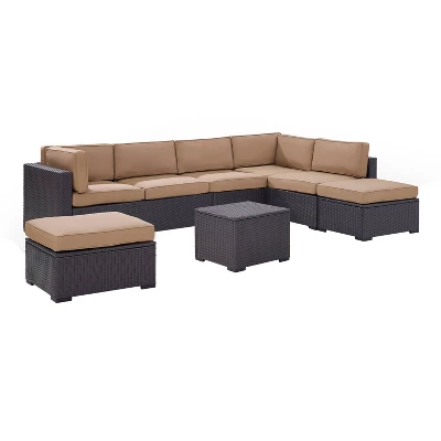 Biscayne 6pc Outdoor Wicker Sectional Set - Mocha - Crosley 4 Biscayne 6pc Outdoor Wicker Sectional Set - Mocha - Crosley - Image 2