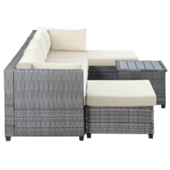 7pc Outdoor Wicker Seating Set With Cushions - Beige - GODEER -Crosley Shop GUEST 990a37e3 e57a 4df8 a04f 7b129f714889