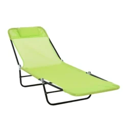 Outsunny Portable Sun Lounger, Lightweight Folding Chaise Lounge Chair W/ Adjustable Backrest & Pillow For Beach, Poolside And Patio -Crosley Shop GUEST 9a08ccd2 23a0 4c37 9205 16d96d26743e