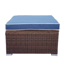 3pc Wicker Patio Sectional Seating Set With Cushions - Brown/Blue - GODEER -Crosley Shop GUEST 9aaf0ead f701 4d0a b5e3 a3fafa715ce5