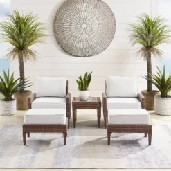 Capella 5pc Outdoor Wicker Conversation Set With Arm Chairs, Ottomans & Side Table - Cream/Brown - Crosley 25 Capella 5pc Outdoor Wicker Conversation Set With Arm Chairs, Ottomans & Side Table - Cream/Brown - Crosley -Crosley Shop GUEST 9af6e8bb fd3c 4576 9cd0 10a9f05c811c
