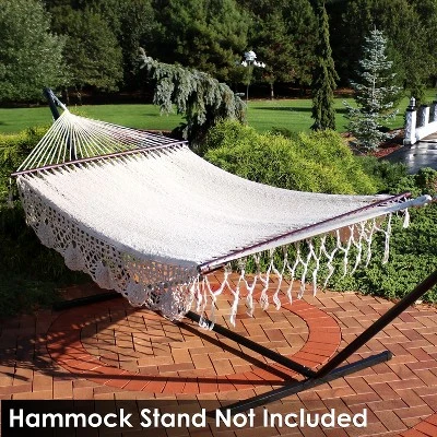 Sunnydaze Decor Sunnydaze Heavy-Duty Deluxe Hand-Woven Cotton American-Style Mayan Hammock With Spreader Bars - 770 Lb Weight Capacity 3 Sunnydaze Decor Sunnydaze Heavy-Duty Deluxe Hand-Woven Cotton American-Style Mayan Hammock With Spreader Bars - 770 Lb Weight Capacity
