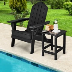 Costway 14'' Patio Adirondack Side End Table HDPE Square Weather Resistant Garden Black/Brown/Grey/White -Crosley Shop GUEST 9b81cac3 4e7c 4f3d 9c21 cc80ebec8832
