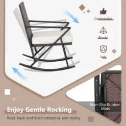 Costway 3PCS Patio Rattan Wicker Rocking Chairs Table Bistro Set Cushioned Rocker Garden -Crosley Shop GUEST 9b9b5b9e f620 4ce0 82e2 b8f88037bb8c