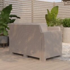 Merrick Lane Outdoor Furniture Resin Loveseat Faux Rattan Wicker Pattern 2-Seat Loveseat With All-Weather Cushions -Crosley Shop GUEST 9c004a65 b69c 4ecb 9db7 c948ff7bf5d2