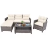 Costway 4PCS Patio Rattan Furniture Set Sofa Ottoman Cushion Garden Deck White/Gray -Crosley Shop GUEST 9c1868a7 f190 4ea5 b644 a0cddeec0153