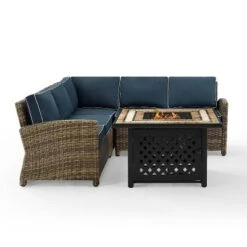 Bradenton 4pc Outdoor Wicker Sectional Set With Fire Table - Crosley -Crosley Shop GUEST 9cccba4e 2c22 4ed3 bbb3 525074781866