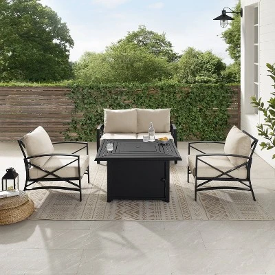 Kaplan 4pc Outdoor Conversation Set With Dante Fire Table - Oatmeal - Crosley 9 Kaplan 4pc Outdoor Conversation Set With Dante Fire Table - Oatmeal - Crosley - Image 7