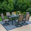 7pc Outdoor Dining Set With Swivel Sling Chairs & Large Metal Rectangle Table With Umbrella Hole - Gray - Captiva Designs -Crosley Shop GUEST 9d1ee073 347c 477d 9a93 934fac16dfe4