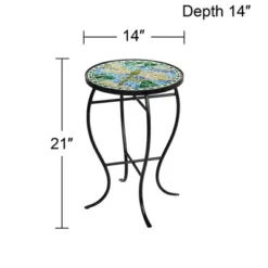 Teal Island Designs Black Round Outdoor Accent Side Tables 14" Wide Set Of 2 Green Dragonfly Tabletop For Front Porch Patio Home House -Crosley Shop GUEST 9d277187 06d4 4c53 8e75 fd5b10543303