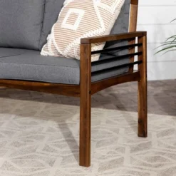 Saybrook Modern Metal And Wood Patio Loveseat - Gray/Dark Brown - Saracina Home -Crosley Shop GUEST 9d3c59a7 d784 409b 8d9b 2ff43d11dbb3