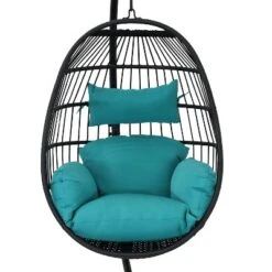 Sunnydaze Decor Sunnydaze Outdoor Resin Wicker Patio Dalia Hanging Basket Egg Chair With Cushions, Headrest, And Steel Stand Set - Teal - 3pc 18 Sunnydaze Decor Sunnydaze Outdoor Resin Wicker Patio Dalia Hanging Basket Egg Chair With Cushions, Headrest, And Steel Stand Set - Teal - 3pc -Crosley Shop GUEST 9d60c076 bd06 47b7 8e73 407b571d8c9f