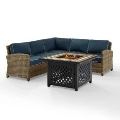 Bradenton 4pc Outdoor Wicker Sectional Set With Fire Table - Crosley -Crosley Shop GUEST 9d80a0e6 7c42 46ed a7c3 045a8ac73d90