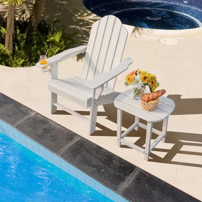 Costway 2PCS Patio Adirondack Chair Side Table Set Weather Resistant Cup Holder 3 Costway 2PCS Patio Adirondack Chair Side Table Set Weather Resistant Cup Holder