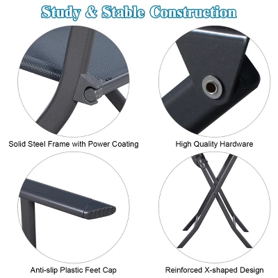 Costway 3PCS Bistro Set Garden Backyard Table Chairs Outdoor Patio Furniture Folding 9 Costway 3PCS Bistro Set Garden Backyard Table Chairs Outdoor Patio Furniture Folding - Image 7