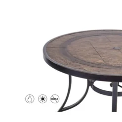 48" Round Patio Dining Table With Umbrella Hole - Bronze - WELLFOR -Crosley Shop GUEST 9f5c90a6 1fb2 48b9 a581 dd426c399e3d