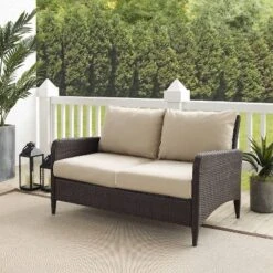 Kiawah Outdoor Wicker Loveseat Beige - Crosley 13 Kiawah Outdoor Wicker Loveseat Beige - Crosley -Crosley Shop GUEST 9fb8fd04 bcc0 4d69 9f29 fe9264050a41