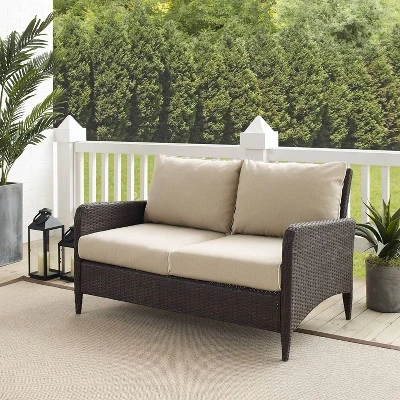 Kiawah Outdoor Wicker Loveseat Beige - Crosley 6 Kiawah Outdoor Wicker Loveseat Beige - Crosley - Image 4