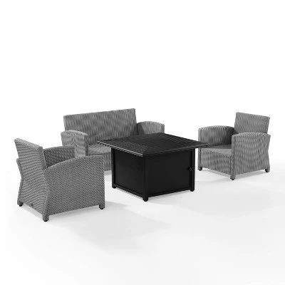Bradenton 4pc Wicker Seating Set With Fire Table - Crosley 6 Bradenton 4pc Wicker Seating Set With Fire Table - Crosley - Image 4