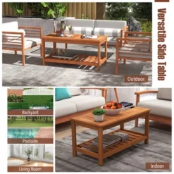 Costway Patio Coffee Table 2-Tier Outdoor Side Rectangle Side Table Solid Wood Porch -Crosley Shop GUEST 9feba0bf 8600 4e92 9e8b 4f17425f7461