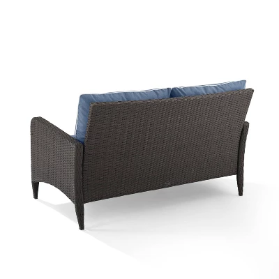 Kiawah Outdoor Wicker Loveseat Blue - Crosley 4 Kiawah Outdoor Wicker Loveseat Blue - Crosley - Image 2