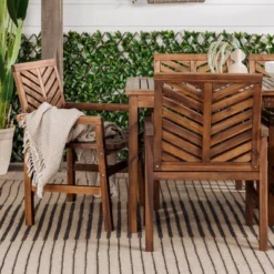 7pc Slatted Chevron Acacia Patio Dining Set - Saracina Home -Crosley Shop GUEST a03b2e41 9299 4237 9dcd 98c1686e592c