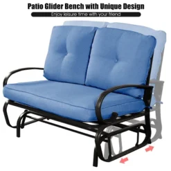 Costway Glider Outdoor Patio Rocking Bench Loveseat Cushioned Seat Steel Frame Blue 14 Costway Glider Outdoor Patio Rocking Bench Loveseat Cushioned Seat Steel Frame Blue -Crosley Shop GUEST a07029e9 07ef 4886 99e2 fc11d54a8057