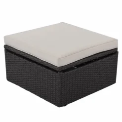 4pc Outdoor Wicker Rectangle Daybed With Canopy & Cushions - Beige - GODEER -Crosley Shop GUEST a0787187 de15 4077 b4c6 edec8873fc2e