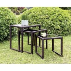Lodge Aluminum Patio Nesting Table In Espresso - Furniture Of America