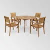 Wells 5 Pc Acacia Wood Round Dining Set Teak Finish - Christopher Knight Home -Crosley Shop GUEST a0d8974a f1ef 4e28 bdf0 29e9ce5a1d2c