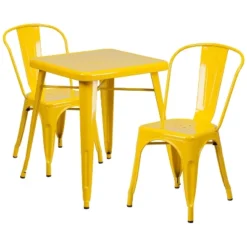 Flash Furniture Commercial Grade 23.75" Square Metal Indoor-Outdoor Table Set With 2 Stack Chairs -Crosley Shop GUEST a0fa0ac6 fe9e 4414 8515 40340a08863e
