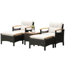 Costway 5PCS Patio Rattan Furniture Set Sofa Ottoman Cushioned Table W/Wood Top 13 Costway 5PCS Patio Rattan Furniture Set Sofa Ottoman Cushioned Table W/Wood Top -Crosley Shop GUEST a1496fb7 3b96 42ff bcc8 308f3b5fe6bf